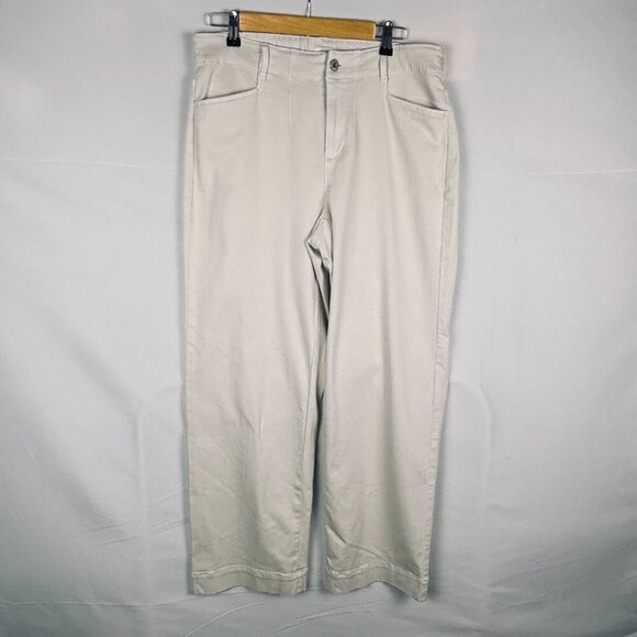 J Jill Denim Womens Bone High Rise Wide Leg Jeans Sz 16 Stretch Comfort Everyday - Picture 1 of 10